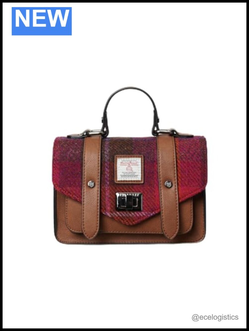 Genuine Harris Tweed Satchel with Adjustable Crossbody Strap, Structured Shape